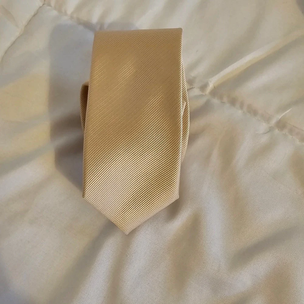 Elegant Champagne Gold Textured‎ Necktie for Men Formal Business Accessory